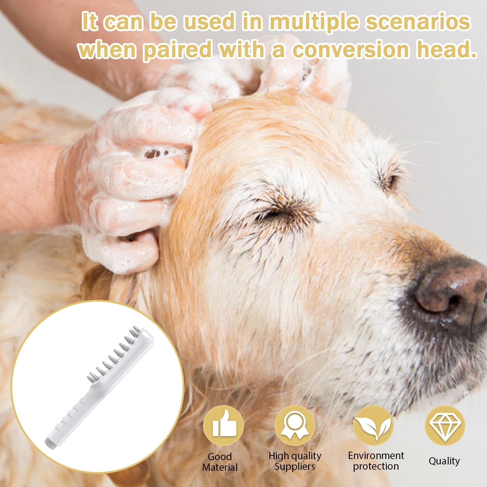 Cabezal de ducha para perros con 3 tipos de chorro, cabezal de ducha para perros con cerdas de silicona para un cuidado eficaz del pelaje, cabezal de ducha para soporte de baño de mascotas, adecuado