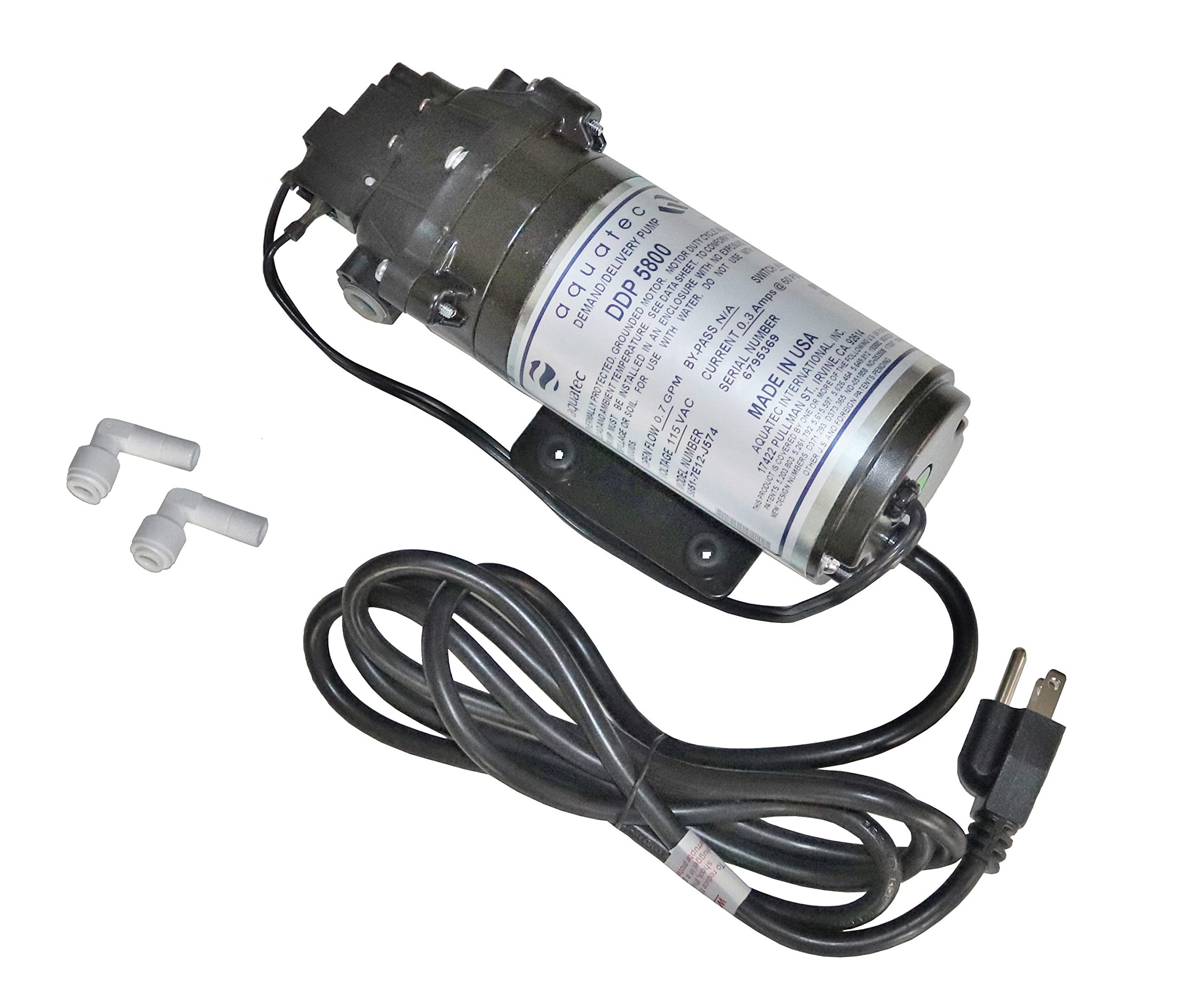 Aquatec 5851-7E12-J574 0.7 GPM 60 PSI 3/8 inch JG 115V Delivery/Demand Pump with Cord