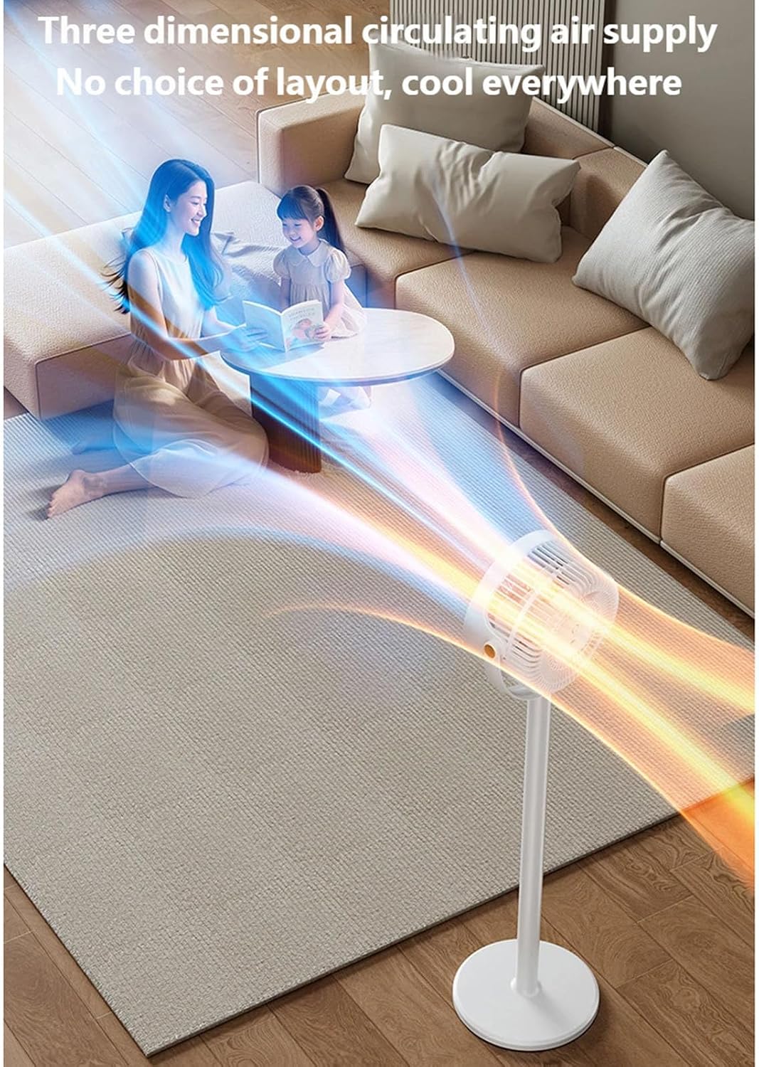 4000mAh Battery Oscillating Floor Fan 5 Adjustable Speeds Standing Table and Desk Suitable for Dorm Bedroom Use Double Use Table