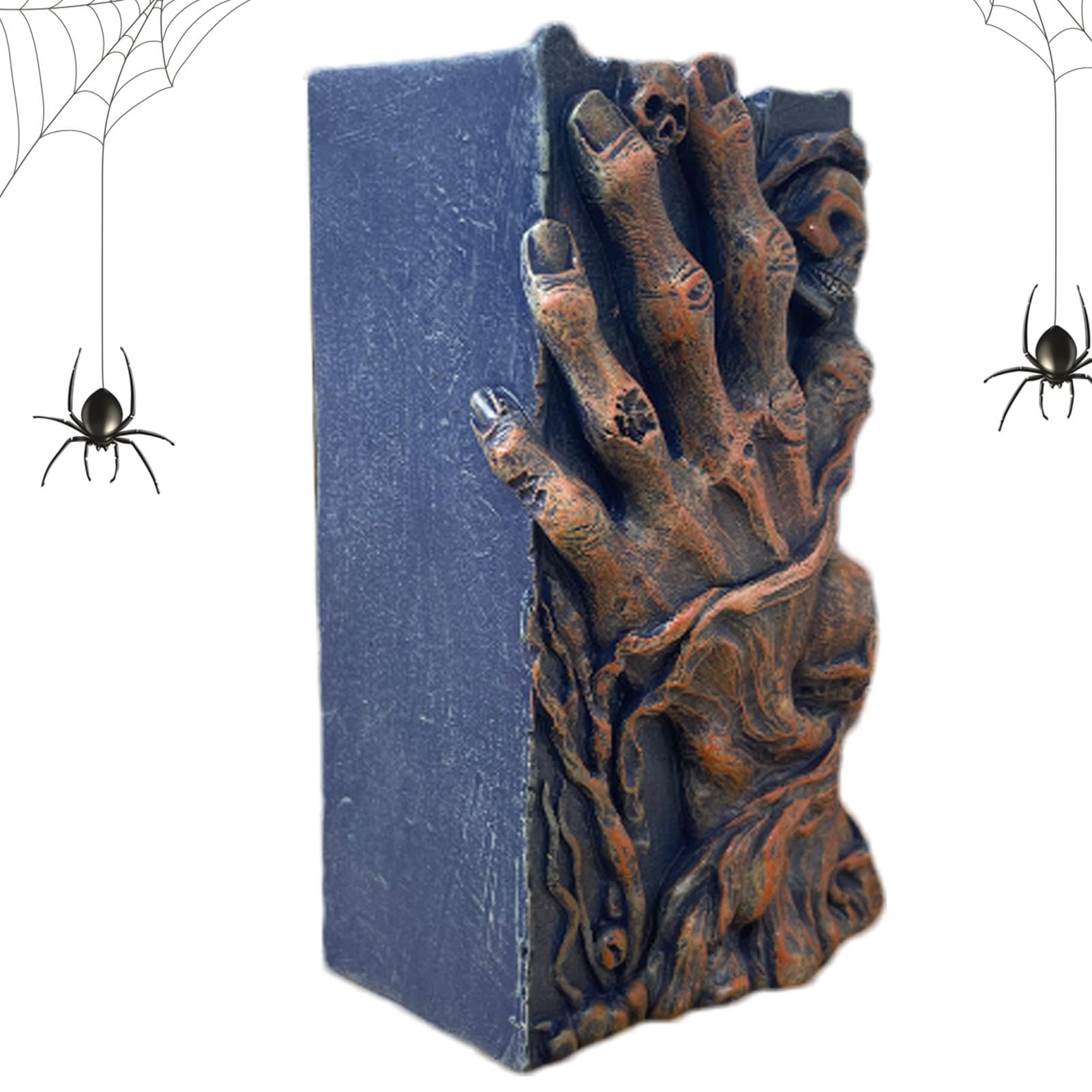 Statue d'ornement de bureau tête de mort et serre-livres artisanal