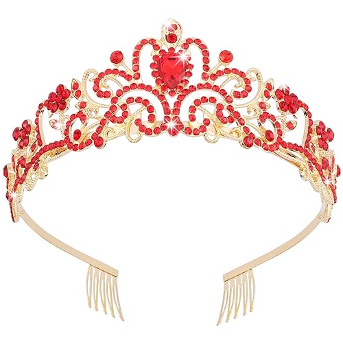 Miniatura 21 de Didder - Diadema con corona de tiara de cristal dorado. Elegante corona con peines para princesa, para mujeres y niñas, ideal para novias, bodas
