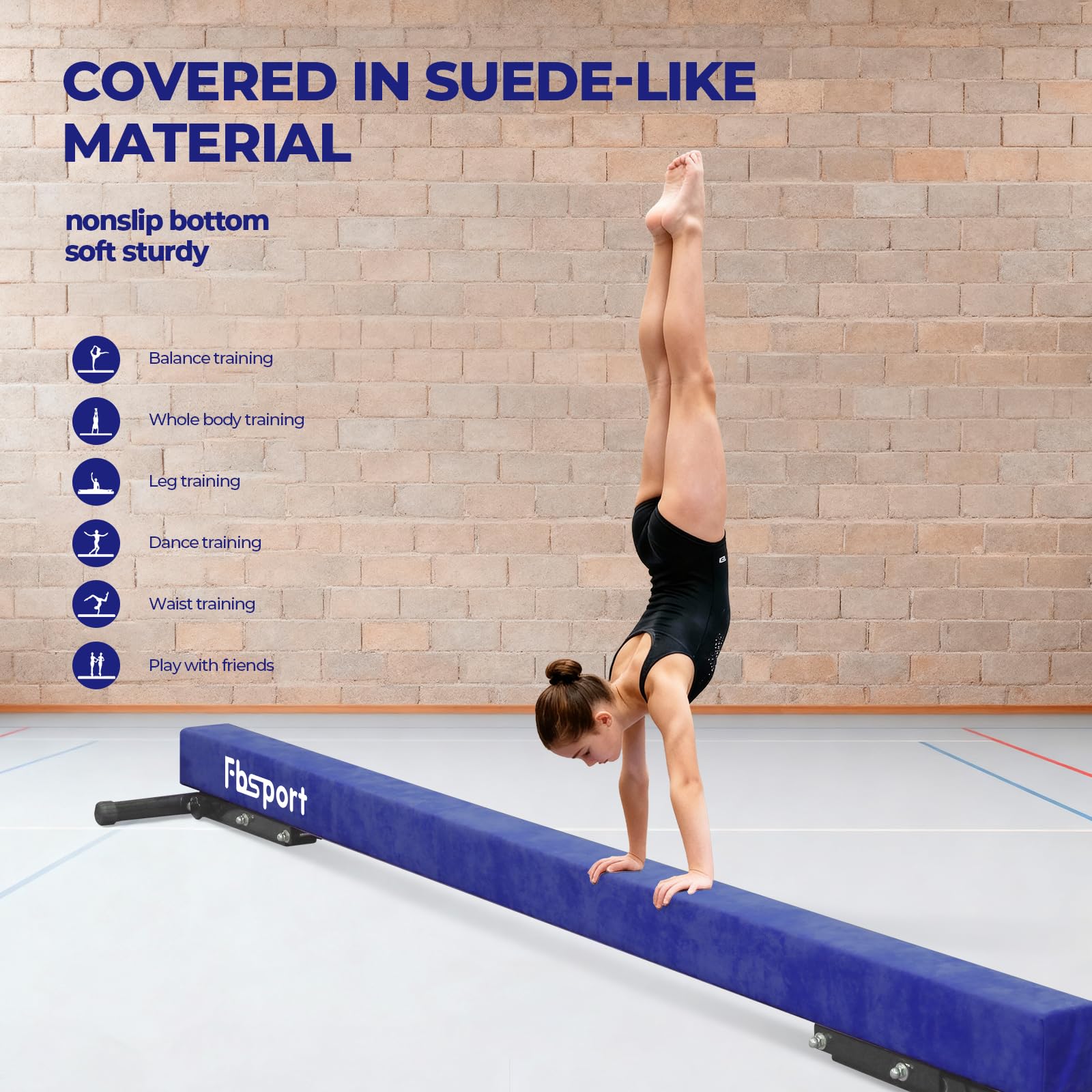 FBSPORT Poutre Gymnastique Pliable réglable 244cm, Gymnastique Poutre 5 Hauteur réglable Haute et Basse Poutre de Plancher Haute stabilité Enfants Gymnase Pratique équipement d'entraînement
