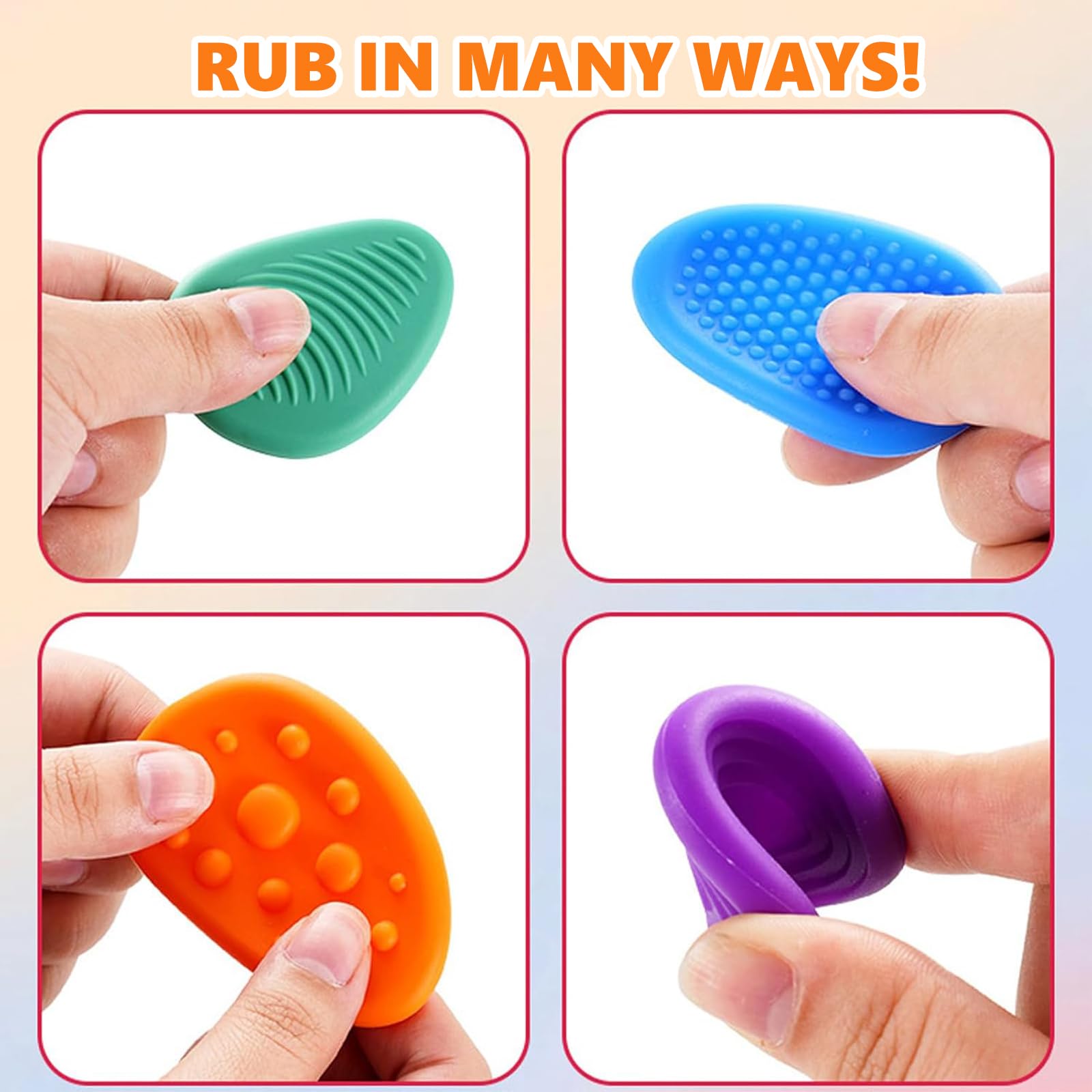 6 Pack Fidget Toys Sensory Stone, Silicon Fidgets for Anxiety Relief Prize Stones Silent - Image 3