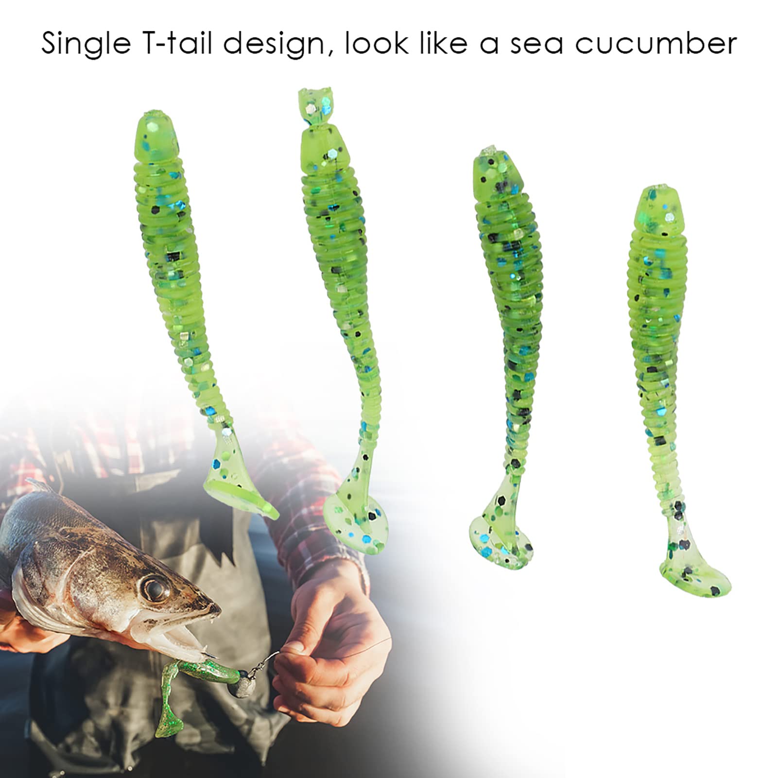 50 Pièces 5 Cm Leurres De Pêche En Plastique Souple T Queue