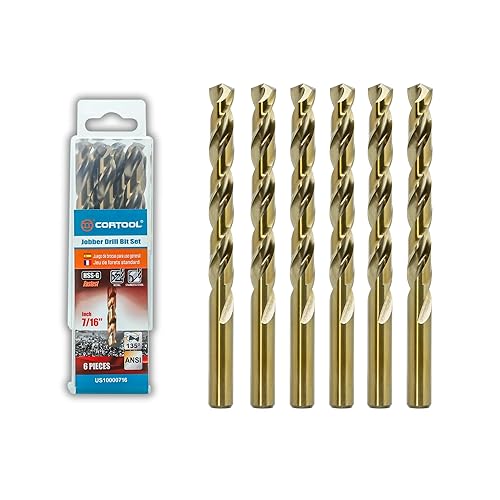 Brocas de cobalto de 716 pulgadas (6 unidades), M35 HSS de metal Jobber longitud Juego de brocas helicoidales para metal duro, acero inoxidable,
