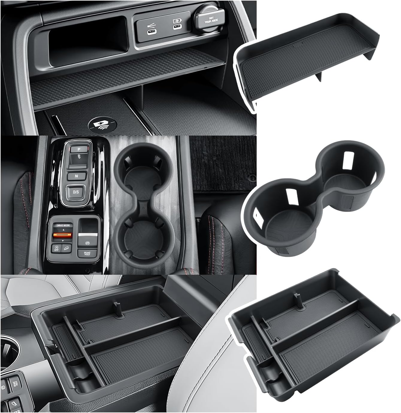 BIBIBO 3Pack for 2026 Honda Pilot Console Organizer 2026 Honda Pilot Center Console Insert Tray +Cup Holder+ Pilot Insert Divider Slot Box Secondary
