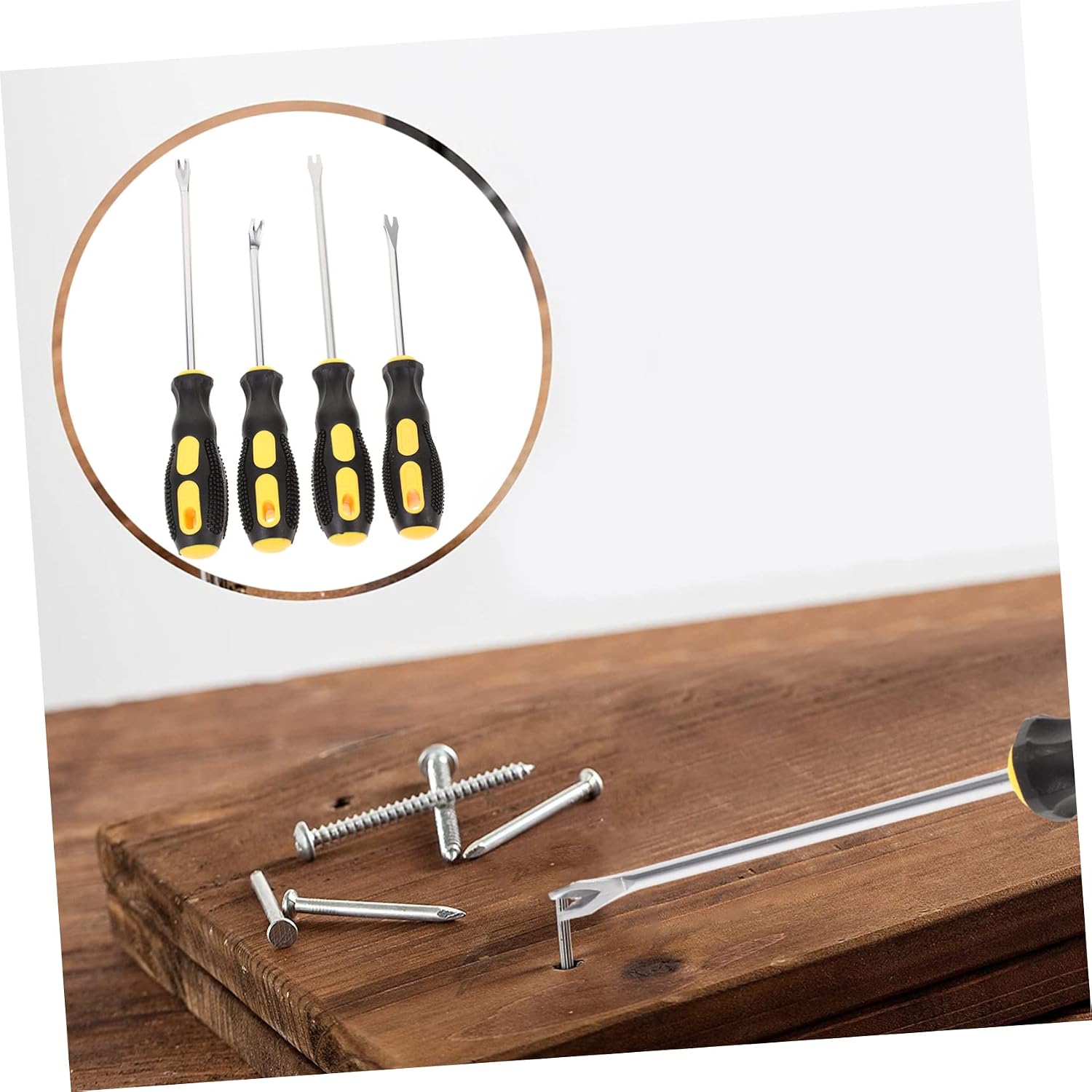 4Pcs Carpenter Hand Puller Tool Multifunctional Nail Lifter Upholstery Staple Remover with Ultra Pointed Dual Prongs for Quick Nail Staple Extraction