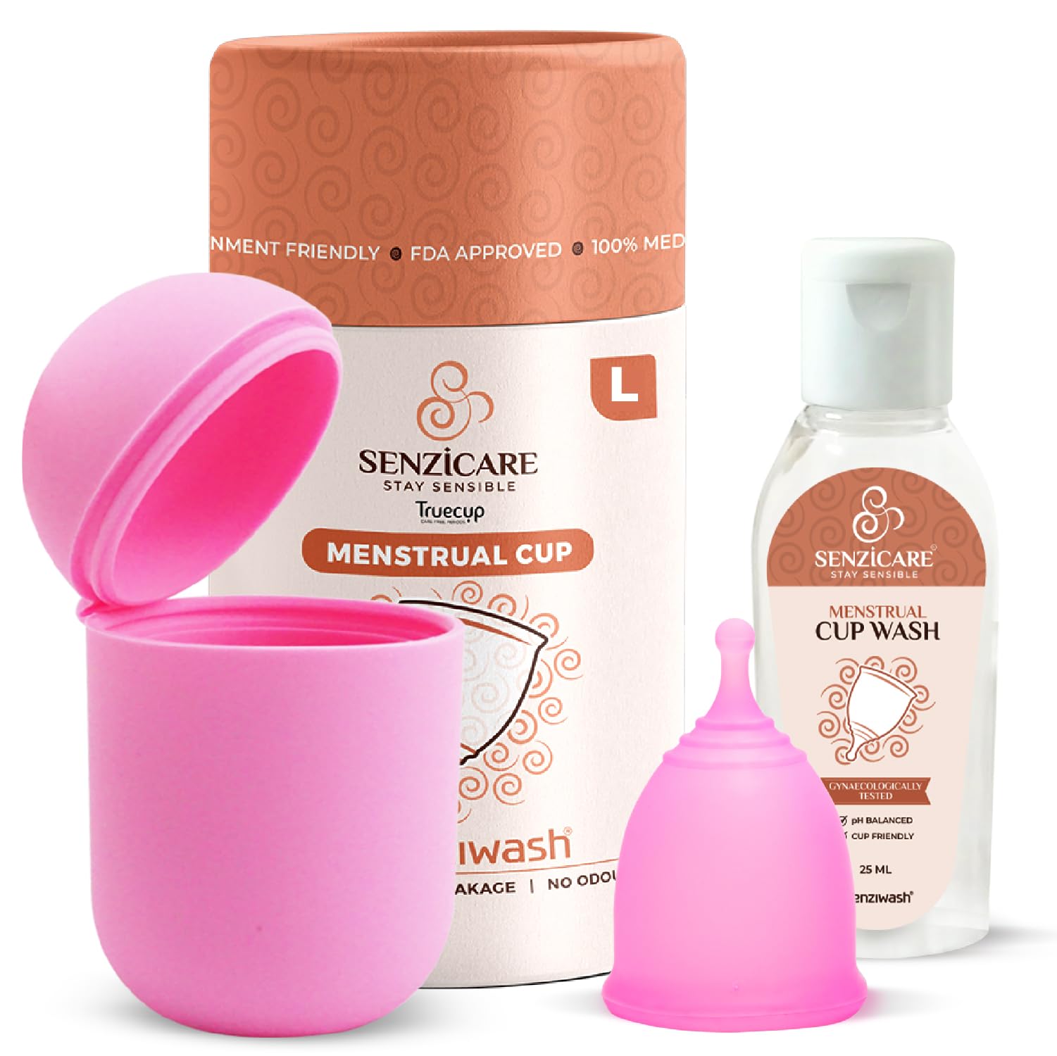 Senziwash Sterilizer Case & Truecup Reusable Menstrual Cup with Cupwash for Women | Portable Cleaning Container & Microwave Steamer (Large Combo(Pink)) (B0C45XX47D) Amazon Price History, Amazon Price Tracker