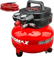ECOMAX Compressor De Ar, Compressor De Ar Tipo Panqueca De 6 Galões Com Mangueira De Ar De 25 Pés, Pressão Máxima De 175 Psi/1,5 Hp, Compressor Para Ferramentas Pneumáticas, Pneus De Carro, Garagem