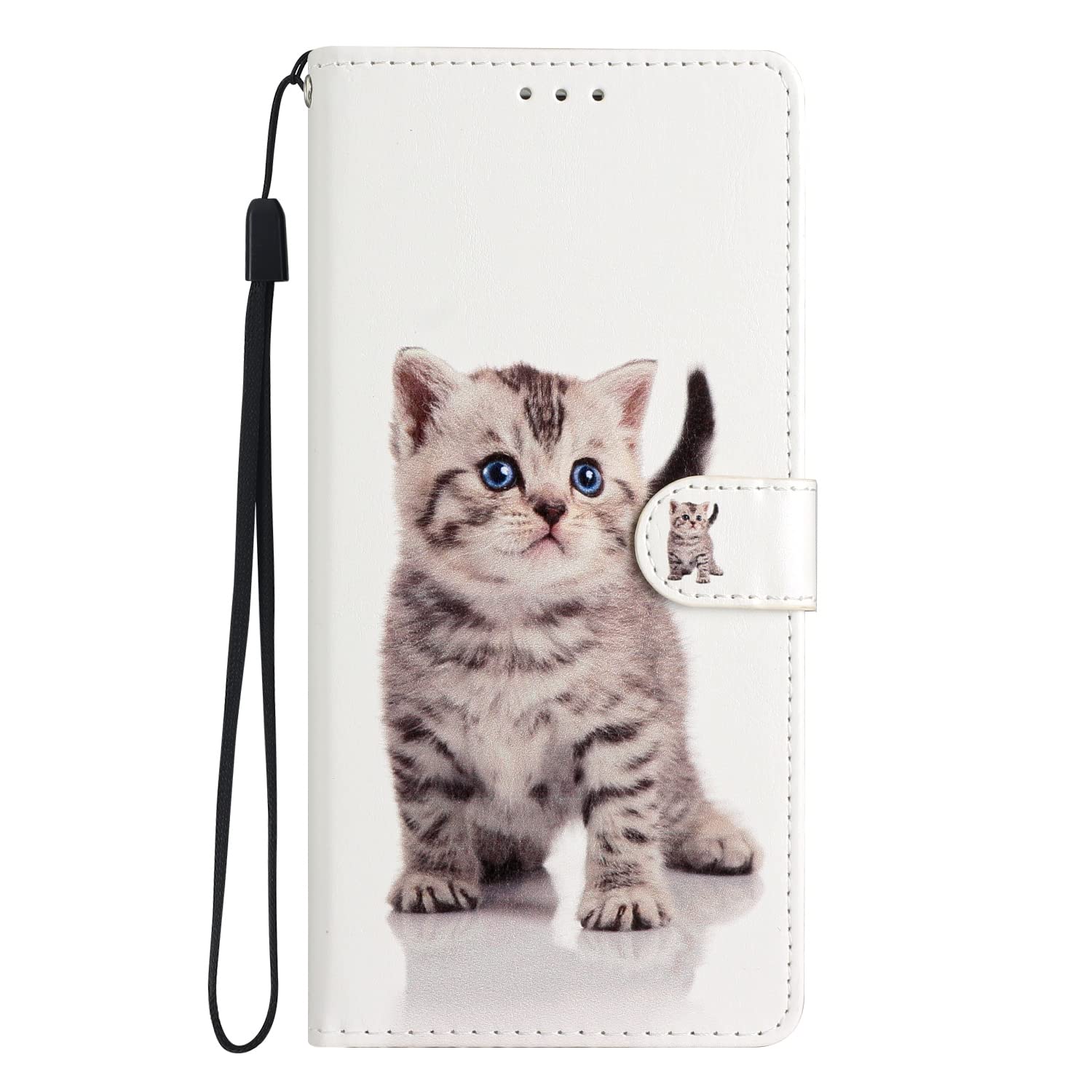 Badalink Wallet Cover Compatible with iPhone 12 Pro Case with Card Slot, Stylish Pattern Magnetic PU Leather Flip Phone Shell Shockproof Bumper Folding Case (Kitten)