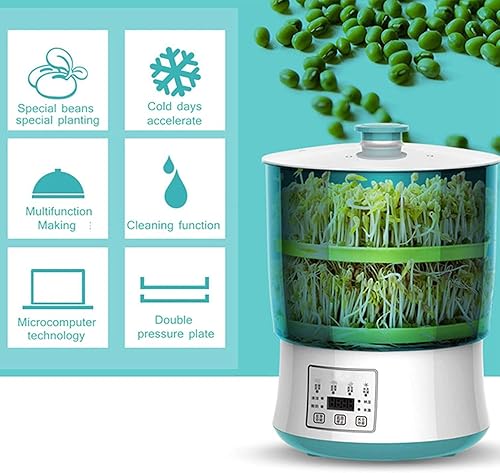 Miniatura 5 de Máquina de brotes de frijoles, germinador de semillas eléctrico, brote automático de semillas con pantalla LED, control de tiempo, termostatos de