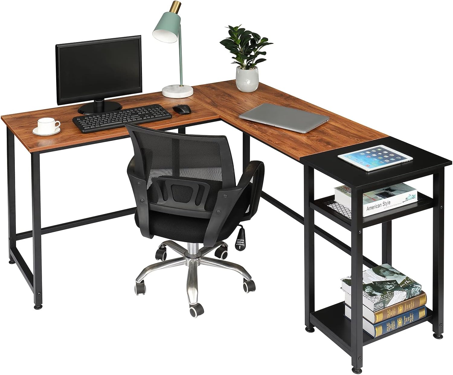 Home LShape Office Computer Desk, Corner Design 55 Inch