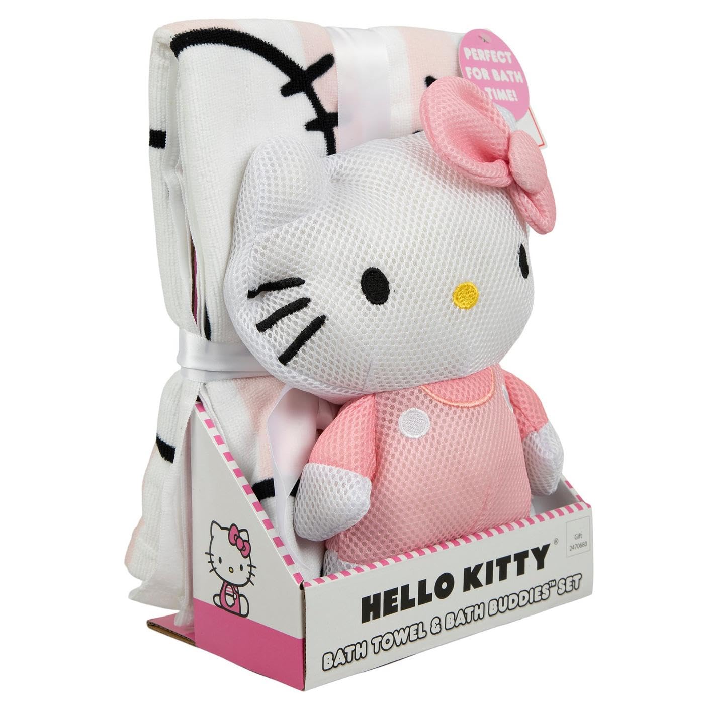 Hobby Lobby Hello Kitty Bath Towel and Bath Buddy Set, Pink and White, 50