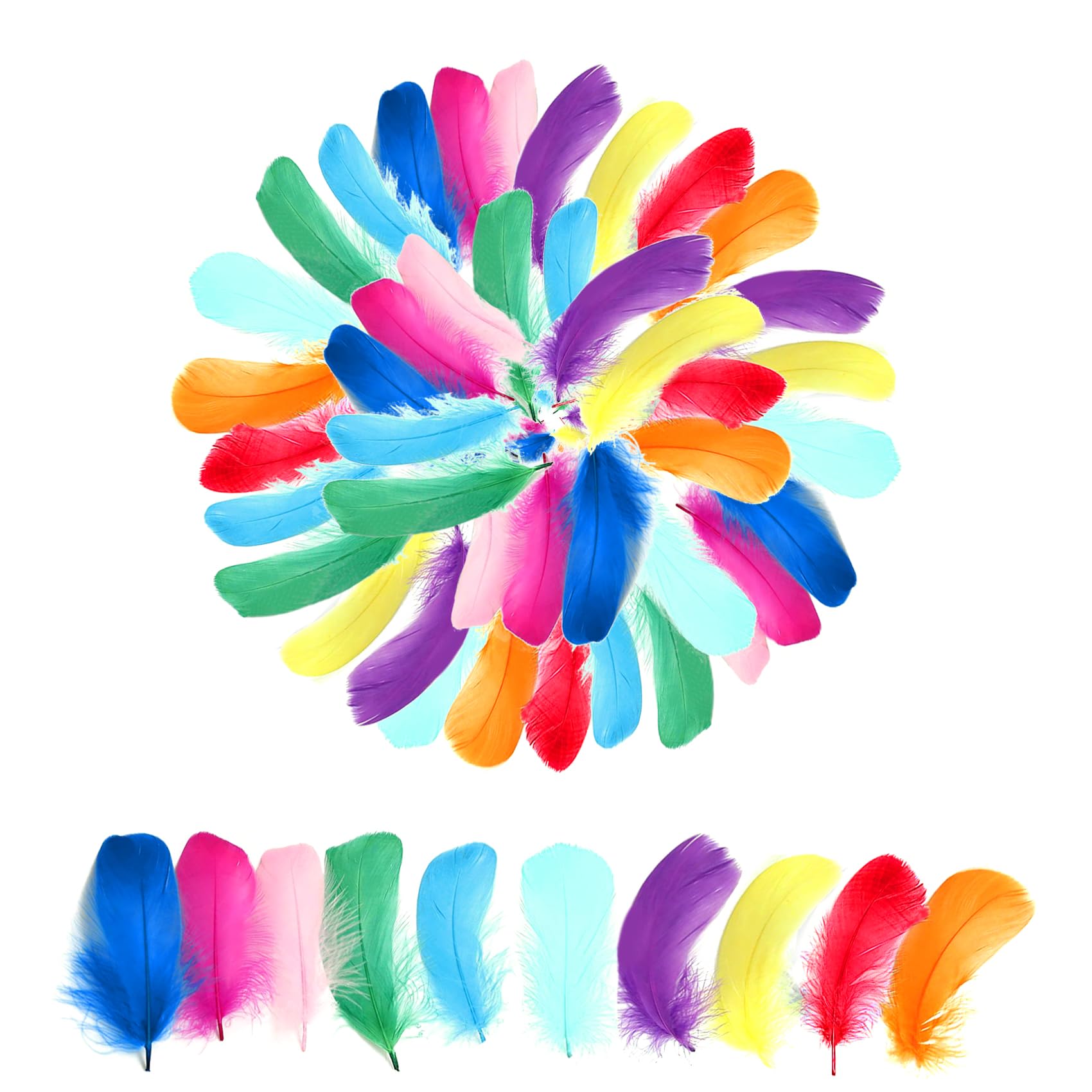 400pcs Colorful Feathers for Crafting?3-5 inches Natural Feathers with 10 Colors DIY Crafts No-Fading for Wedding Home Party Handmade Decorations