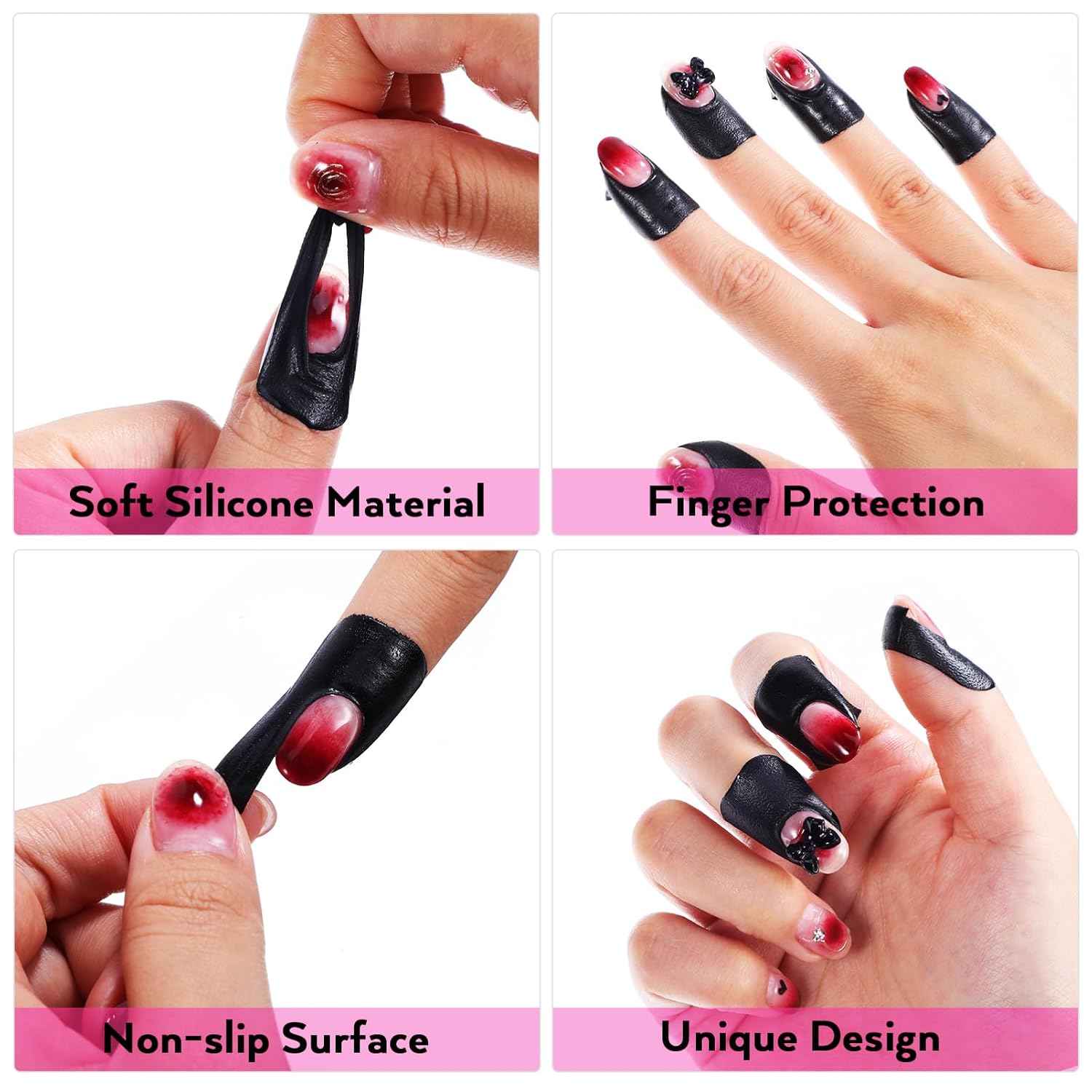 NOLITOY 100 Pcs Nail Protectors, Gel Polish Protector for Fingers Skin Cuticle, Peel Off Barrier for French Nails Tips Stickers Stamp Painting Manicure Supplies Accessories