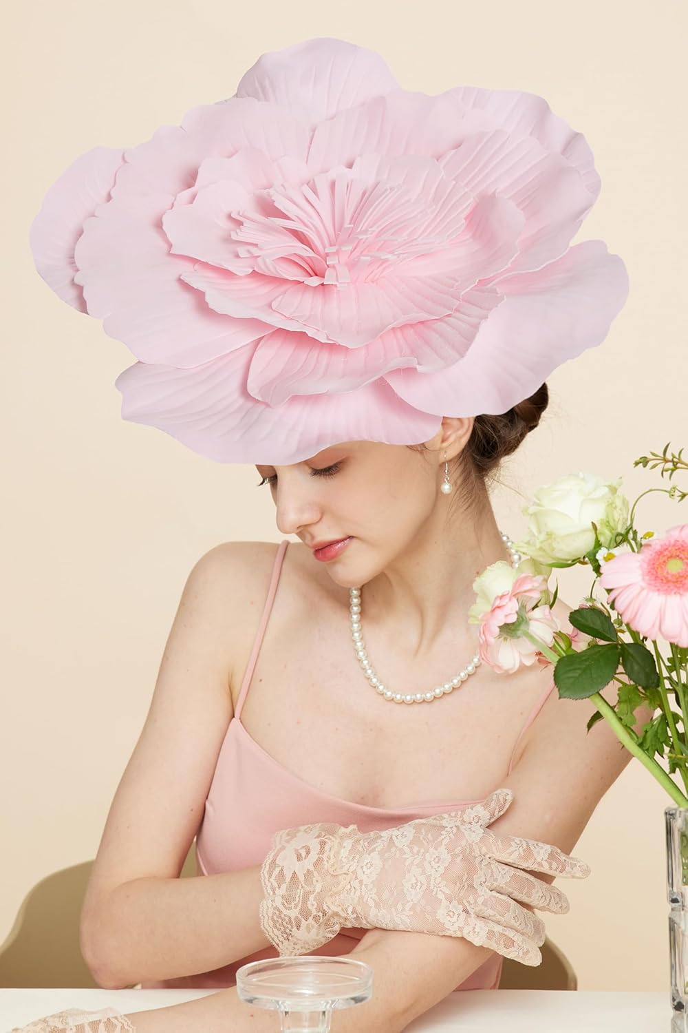 Gionforsy Flower Fascinators Hat Tea Party Hats for Women Flower Cocktail Headband for Wedding - Image 2