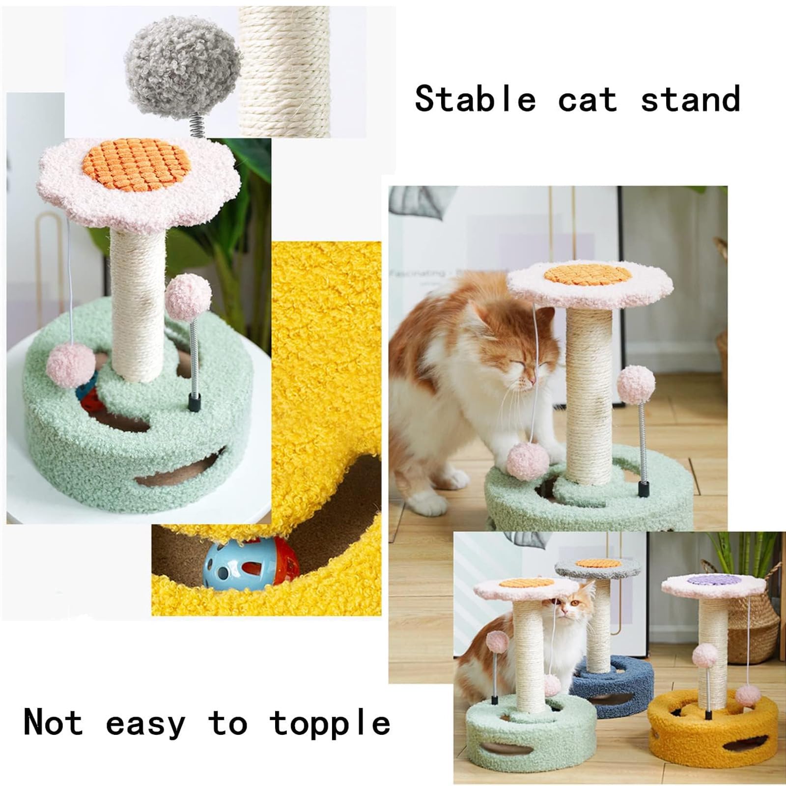 Árbol para Gatos, Torre para Gatos con Postes Rascadores Cubiertos De Sisal, Condominio para Gatos con Divertidos Juguetes para Gatos Y Manta Suave, Adecuado para Espacios Pequeños,E