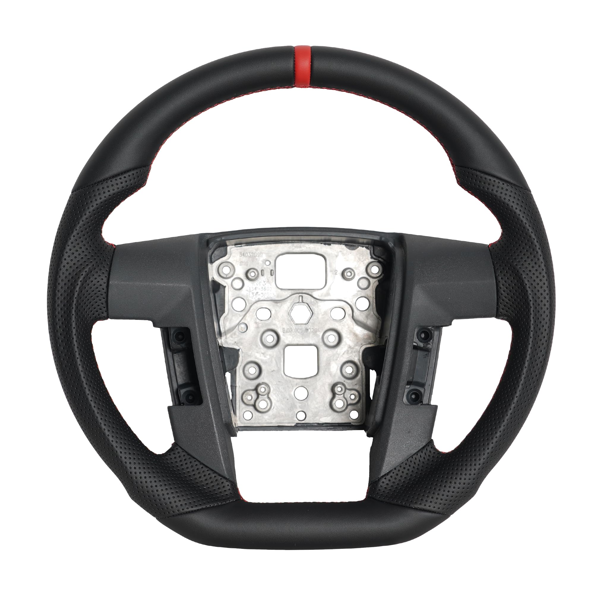 Black Full Leather Steering Wheel Full Leather Porous Design D-shaped Replacement Steering Wheel for 09-14 Ford F150