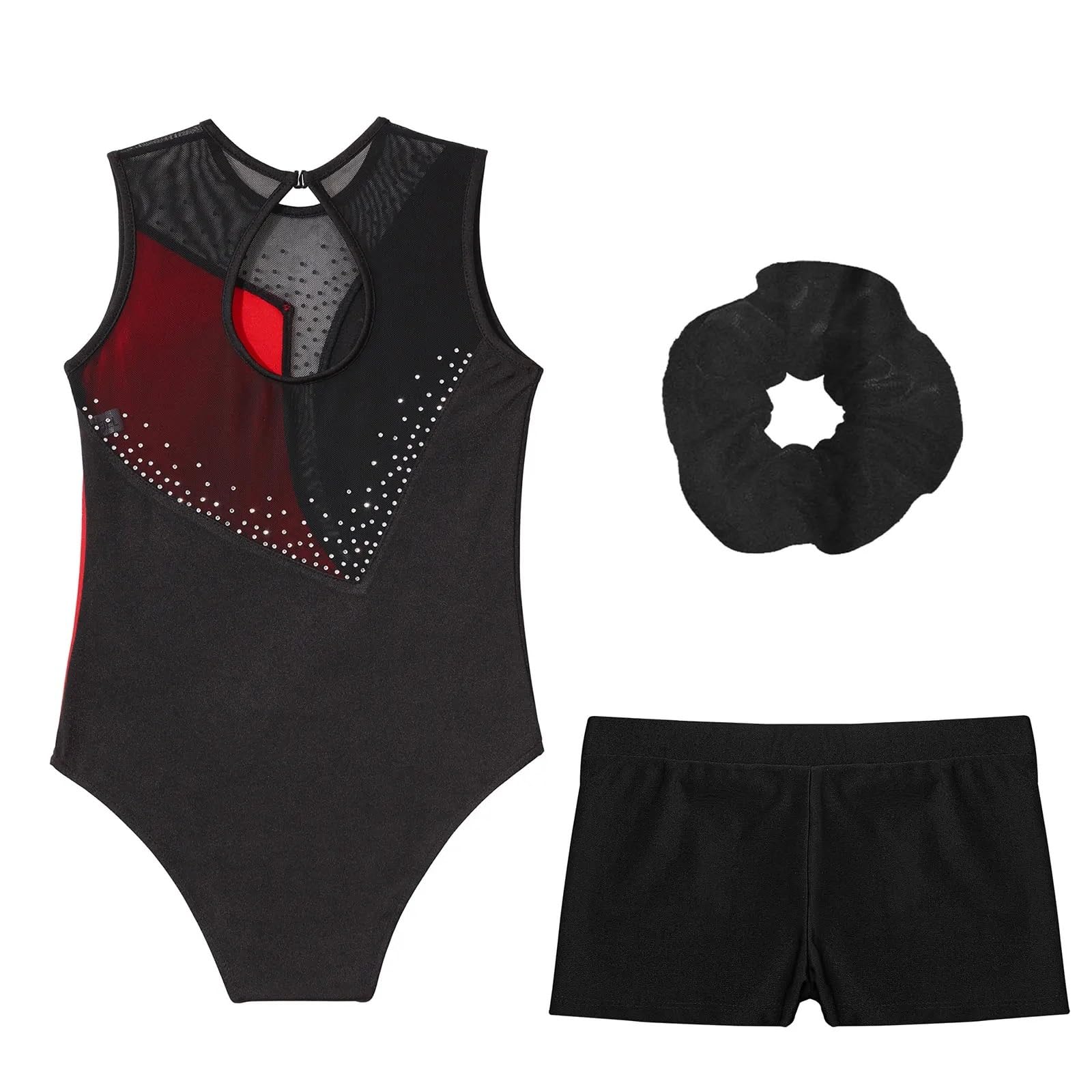 Leotardo para Competición de Gimnasia Leotardos de gimnasia for baile for niñas, conjuntos de pantalones cortos con cintura frontal en V for entrenamiento, Yoga, patinaje, trajes de Ballet(Pink,16)