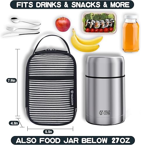 Miniatura 2 de Yelocota Bolsa térmica pequeña, bolsa de aperitivos, bolsa de almuerzo aislada para niños, bolsas térmicas de almuerzo, diseño exacto para frascos