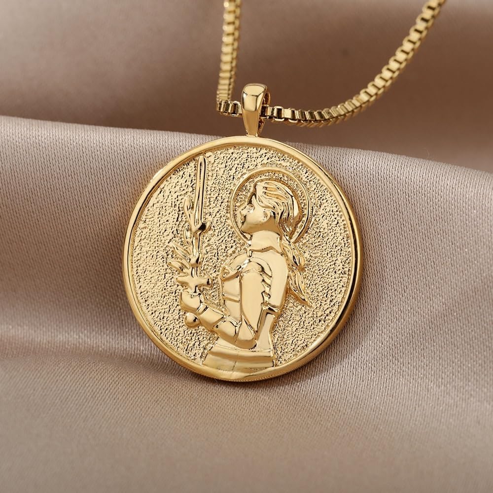 18 Karat Vergoldete Halskette Medaille Medaillon Königin Halskette