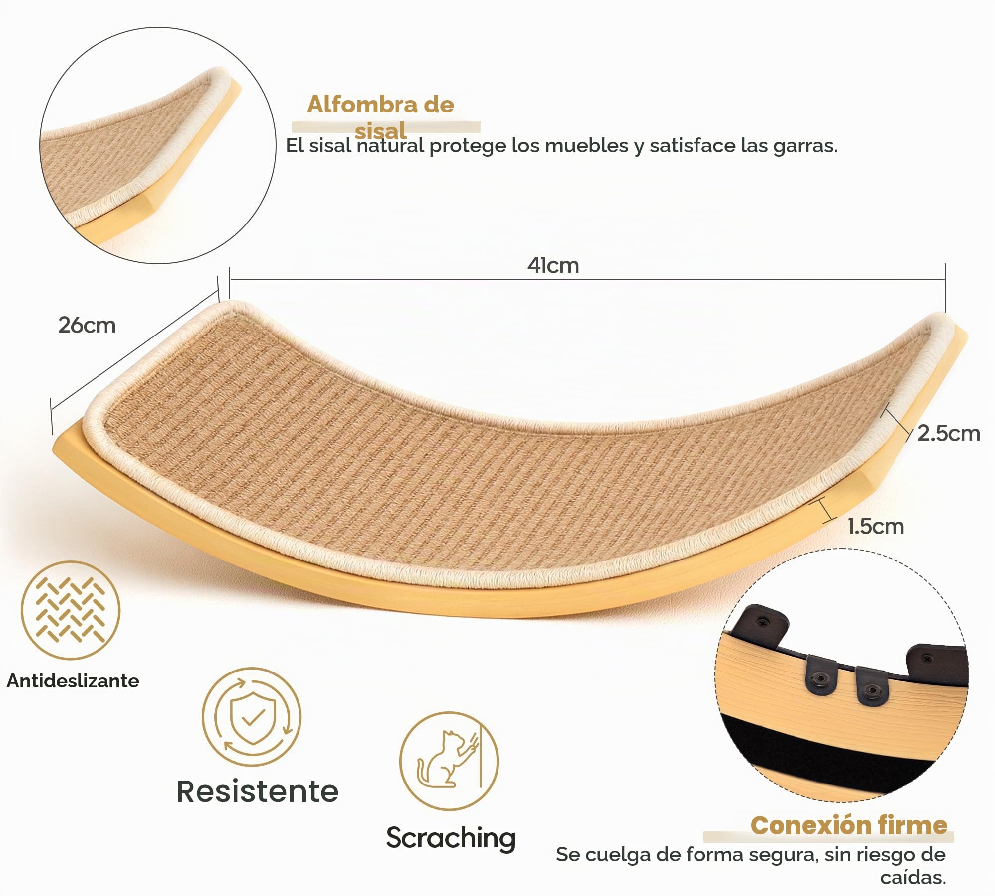 Gatos Escalada Pared Escalera Gato Juego de Pared con 2 Niveles Plataformas Cuadradas y Curvadas, Muebles de Pared de Madera para Gato Montado en Pared Juego para Escalar Jugar Dormir