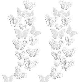 72 Pieces 3D Butterfly Wall Decals Sticker Decal Wall Decor Art Decorative Sticker 3 Sizes for Room Home Nursery Classroom Offices Bedroom Bathroom Living Room Decor(White)