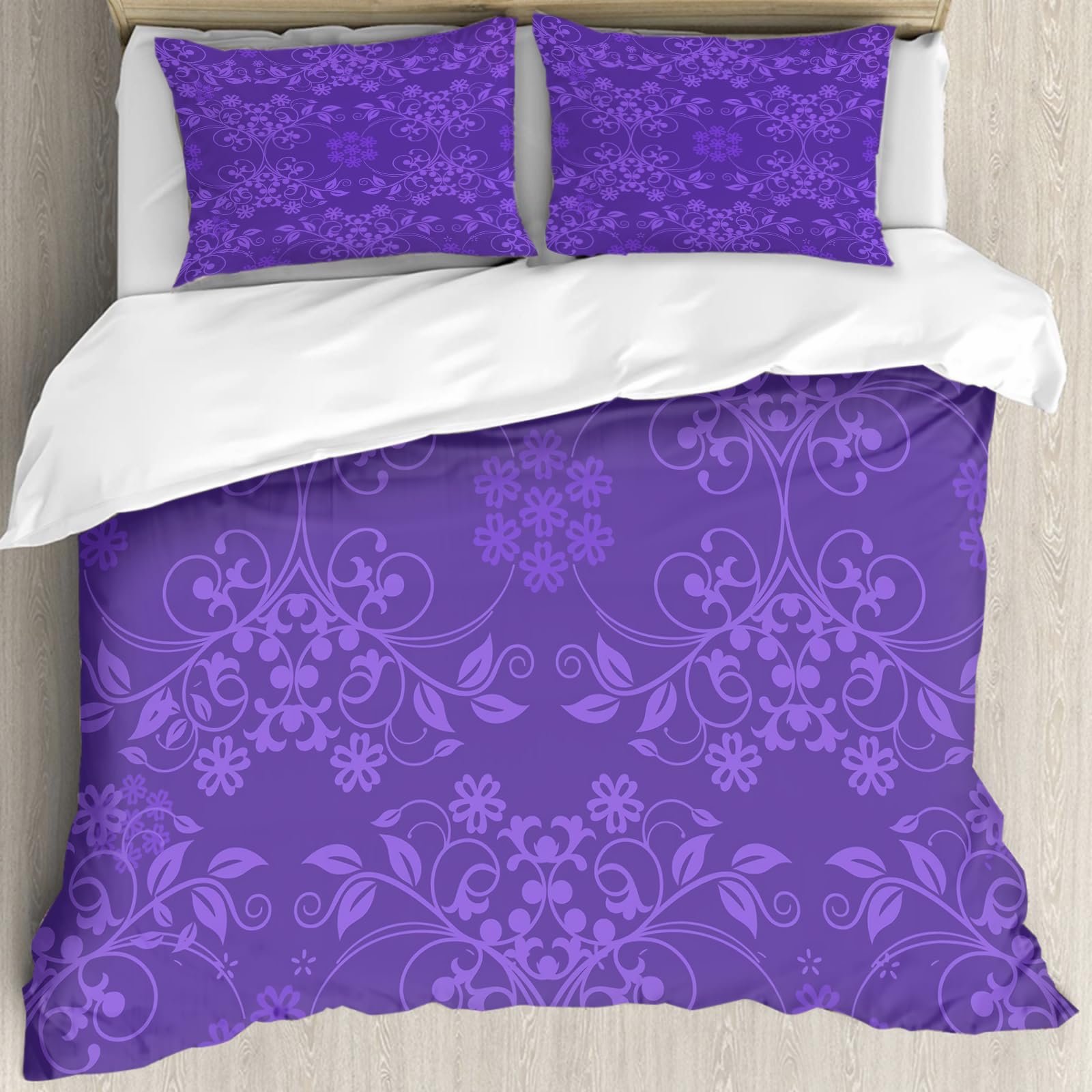 Housse de couette et d'oreiller lit 228x264cm ensemble literie violette