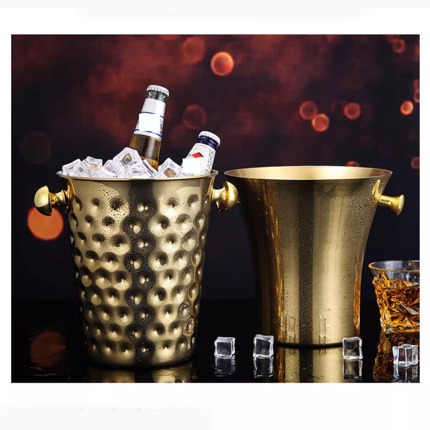Ice Bucket Light Luxury Oblique Hammer Pattern Stainless Steel Ice Bucket Large Ice Cube Ice Bucket Bar Champagne Bucket Commercial Ice Bucket Ice Buckets For Parties