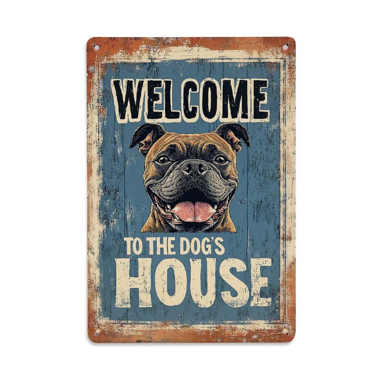 Welcome To The Dogs House Tin Sign Metal Poster Vintage Metal Signs for Home Man Cave Bar Cafe Kitchen laundry room Wall Decorations Gift 8x12Inch