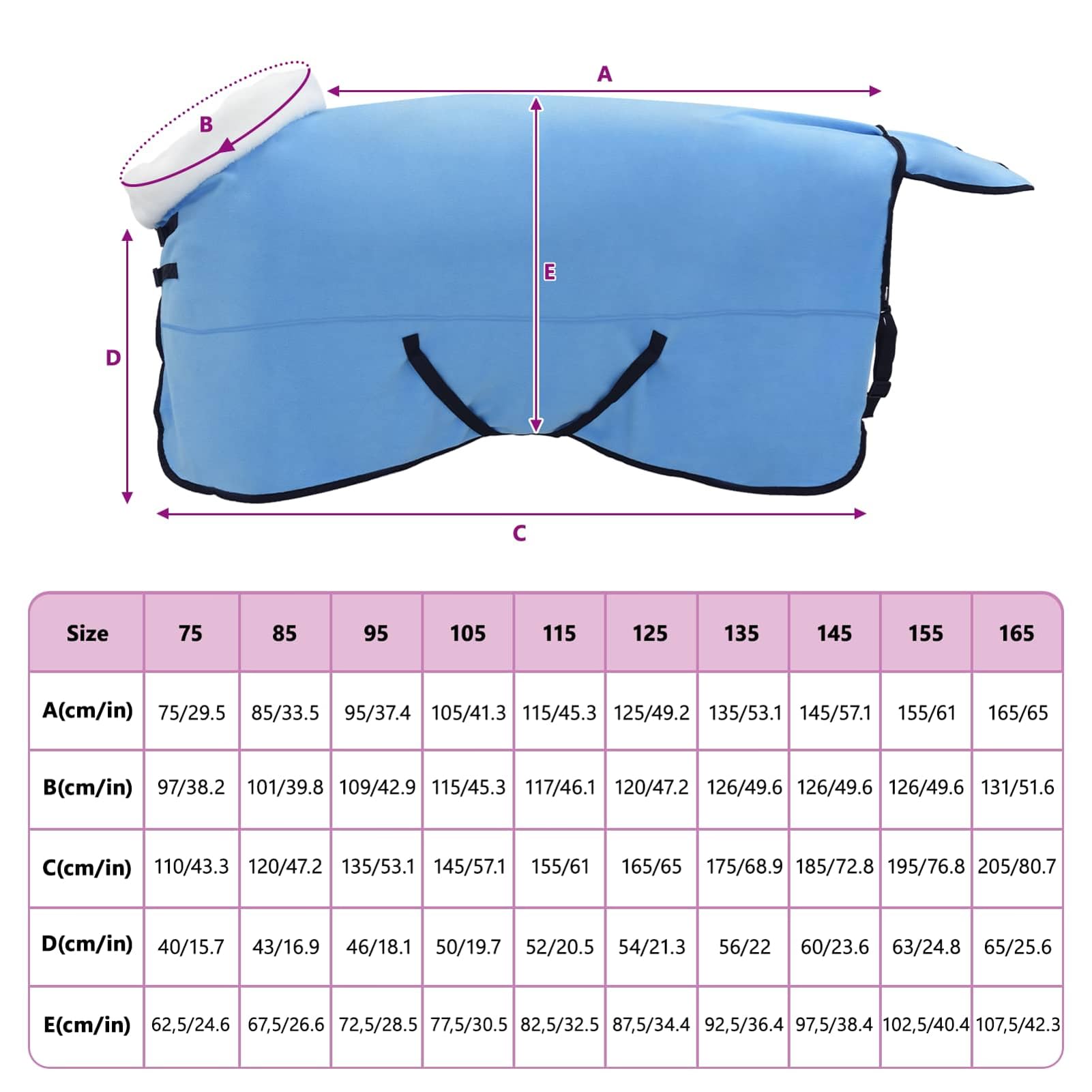 Gecheer Coperta Cavallo Pile, Impermeabile Antivento Termica Regolabile 155 cm, Felpa Morbida Isolante per Equitazione Invernale, Protezione Freddo per Cavalli