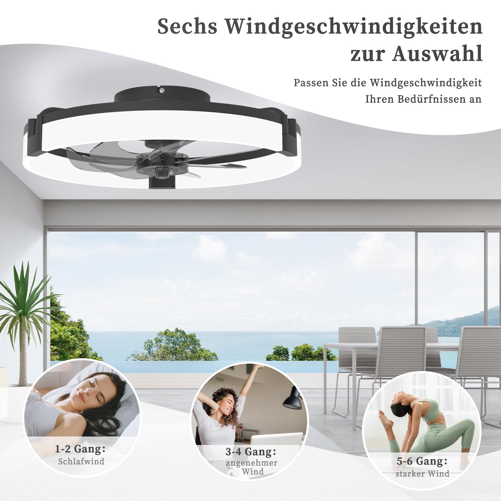 Deckenventilator Mit Beleuchtung,50cm lampe mit ventilator Und Fernbedienung,50W,4000Lm LED Dimmbare deckenleuchte mit ventilator,DC,Timer, Deckenlampe Mit Ventilator Für Schlafzimmer Wohnzimmer