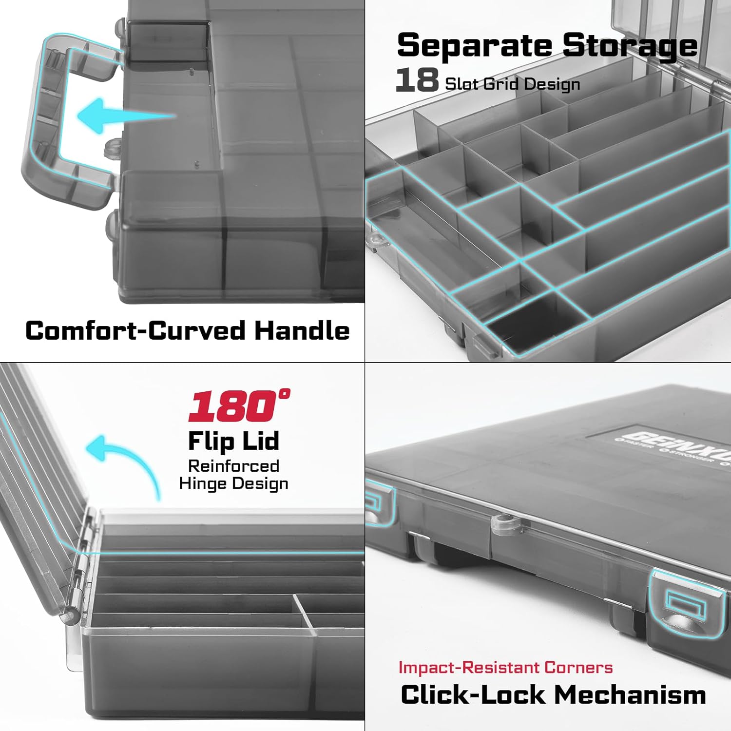 98Pieces 1”/2” Impact Screwdriver Bits Set, Magnetic S2 Steel (Phillips/Slotted/Square/Torx/Hex/Security Torx) Driver Bits Tips,Impact Bit Holder and Nut Driver with Grey Storage Box Case - Image 4