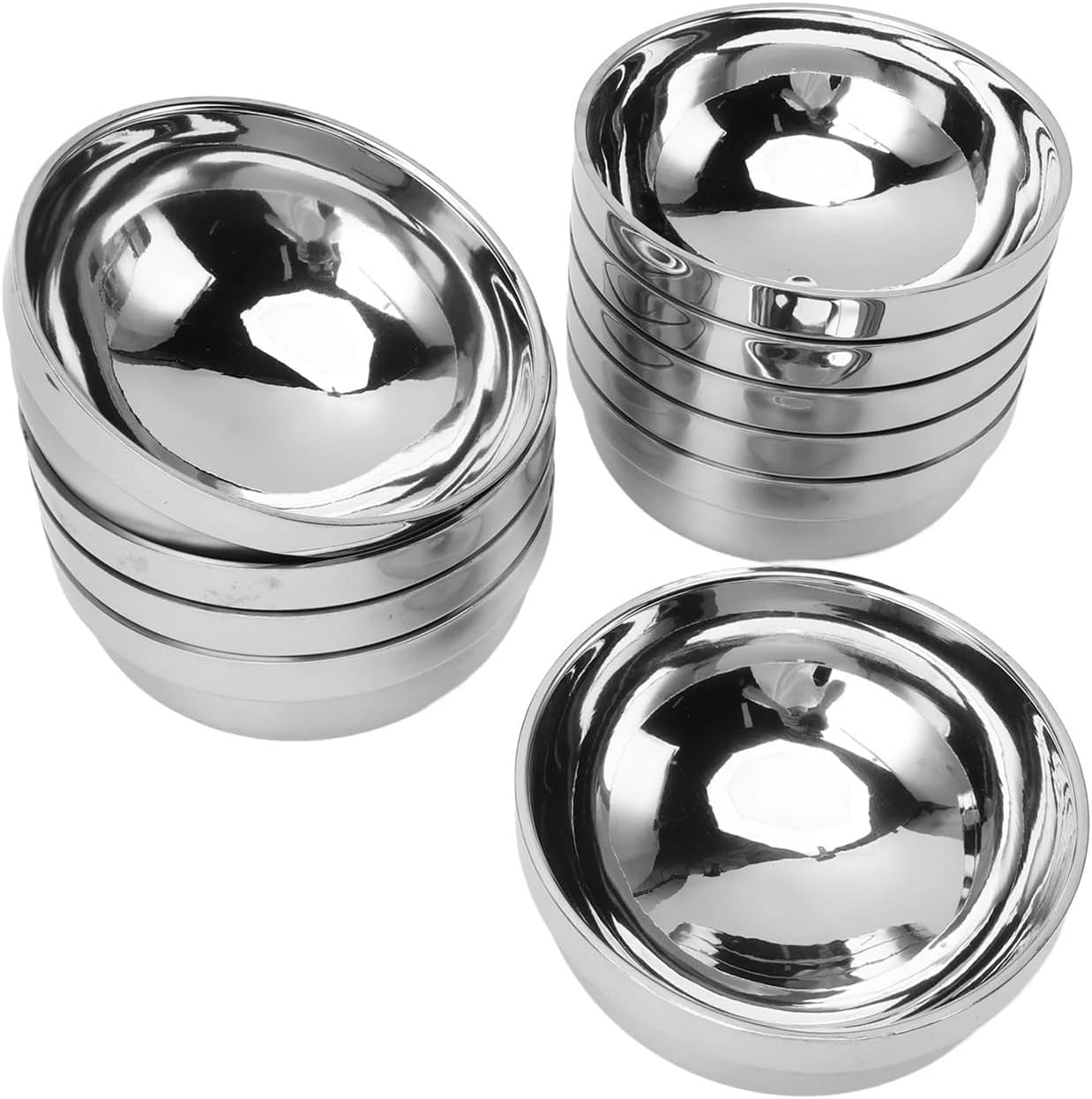 For 10Pcs Rice Bowl Double Walled Versatile Sturdy Stainless Steel