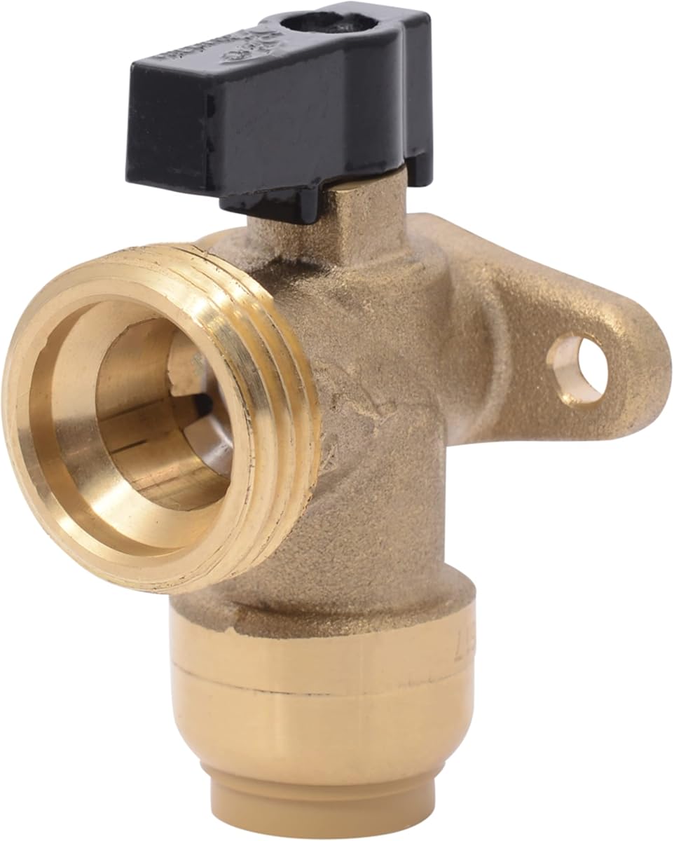 Válvula angular para lavadora MHT de 1/2 pulgada x 3/4 pulgada, conexión de plomería de latón a presión, tubería PEX, cobre, CPVC, PE-RT, HDPE, 25560LF