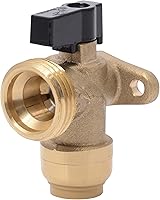 SharkBite 1/2" x 3/4" MHT Brass Push-to-Connect Washing Machine Angle Valve for PEX, Copper, CPVC - Tool-Free Install 25560LF