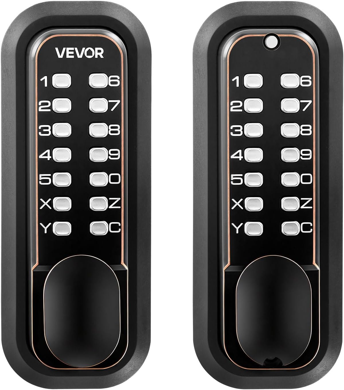 VEVOR Mechanical Keyless Entry Door Lock, 2.0 Code Upgrade, 4-7 Digits Code, Double-Sided Push Button Combination Mechanical Keypad Door Knob, Auto Locking, for Indoor or Outdoor, Oil-Rubbed Bronze