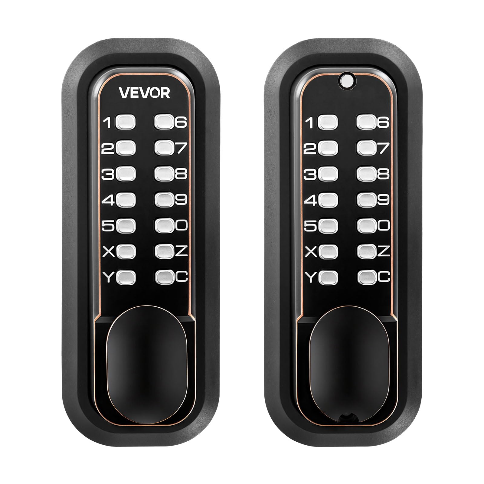 VEVOR Mechanisches Codeschloss mit Doppelseitigem Tastenschloss (4- bis 7-stelliger Code), Schlüsselloses Türschloss mit Türknauf & Automatischer Verriegelung, für Haustüren Garagen, Ölgebronzefarben