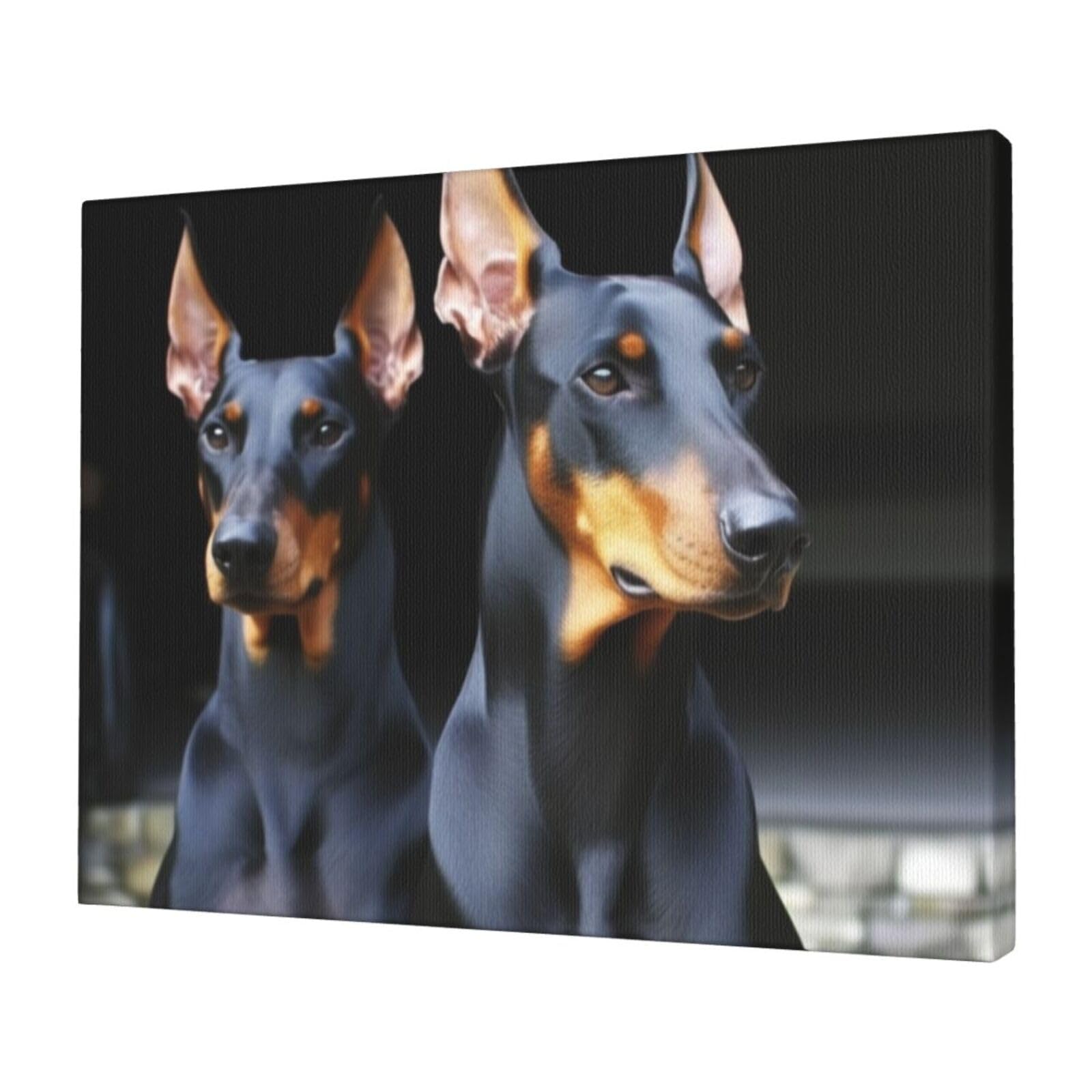 KLOPH doberman Canvas Wall Art for Living Room 12"x16" Modern Artwork Painting for Bathroom Hanging Canvas Prints Aesthetic Wallart for Bedroom Kitchen Office Wall Decor