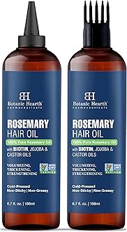 Botanic Hearth 100% Pure Rosemary Oil For Hair Growth | Infused with Biotin, Jojoba & Castor Oil | Hair Oil Repairs Dry Damaged Hair, Strengthening, Healthier - Hair Tonic, 6.7 fl oz - Pack of 2
