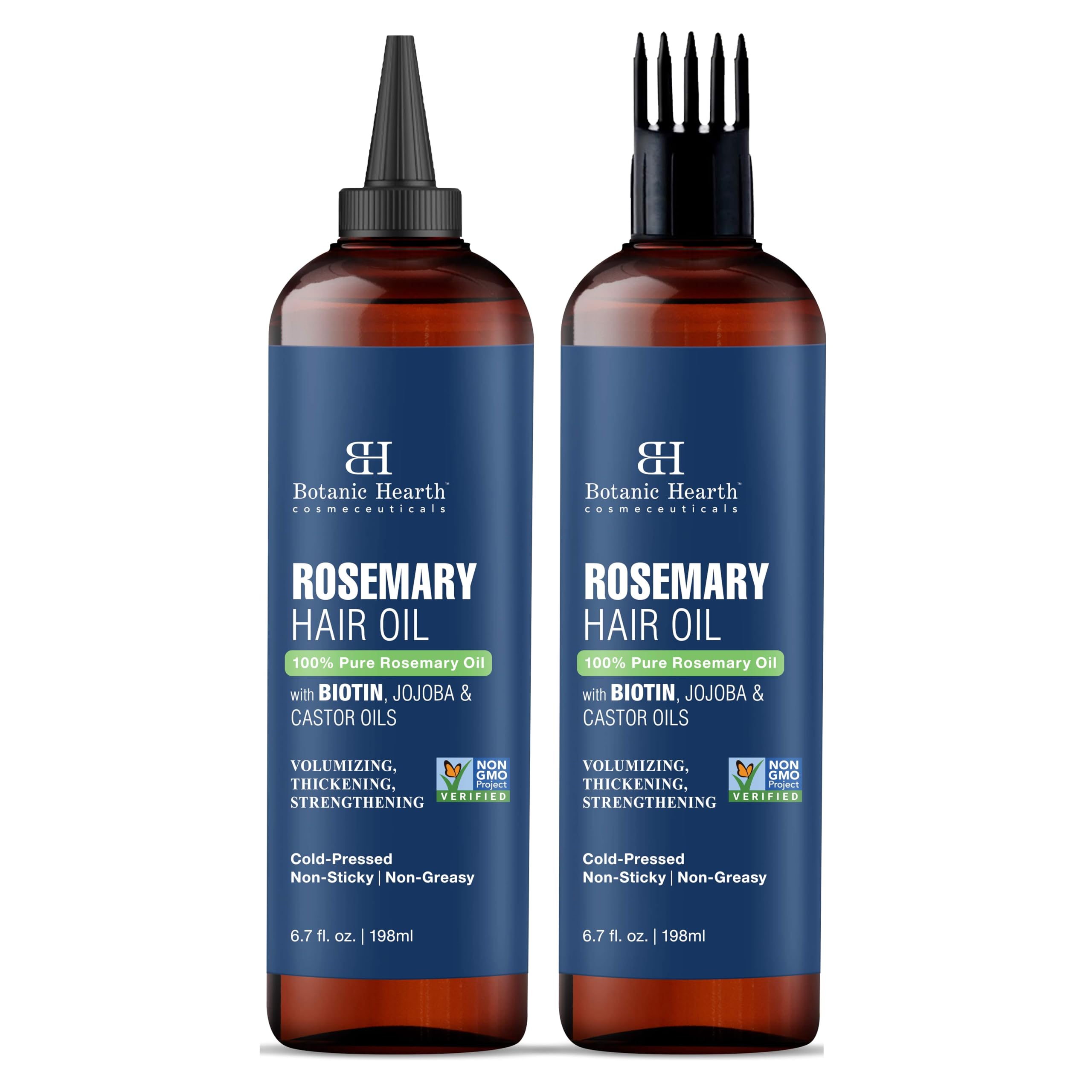 Botanic Hearth100% Pure Rosemary Oil For Hair Growth Infused With Biotin | Hair Strenghtening Treatment | Nourishing & Volumizing | With Jojoba Oil & Castor Oil | Non GMO | 6.7 fl oz -Pack of 2
