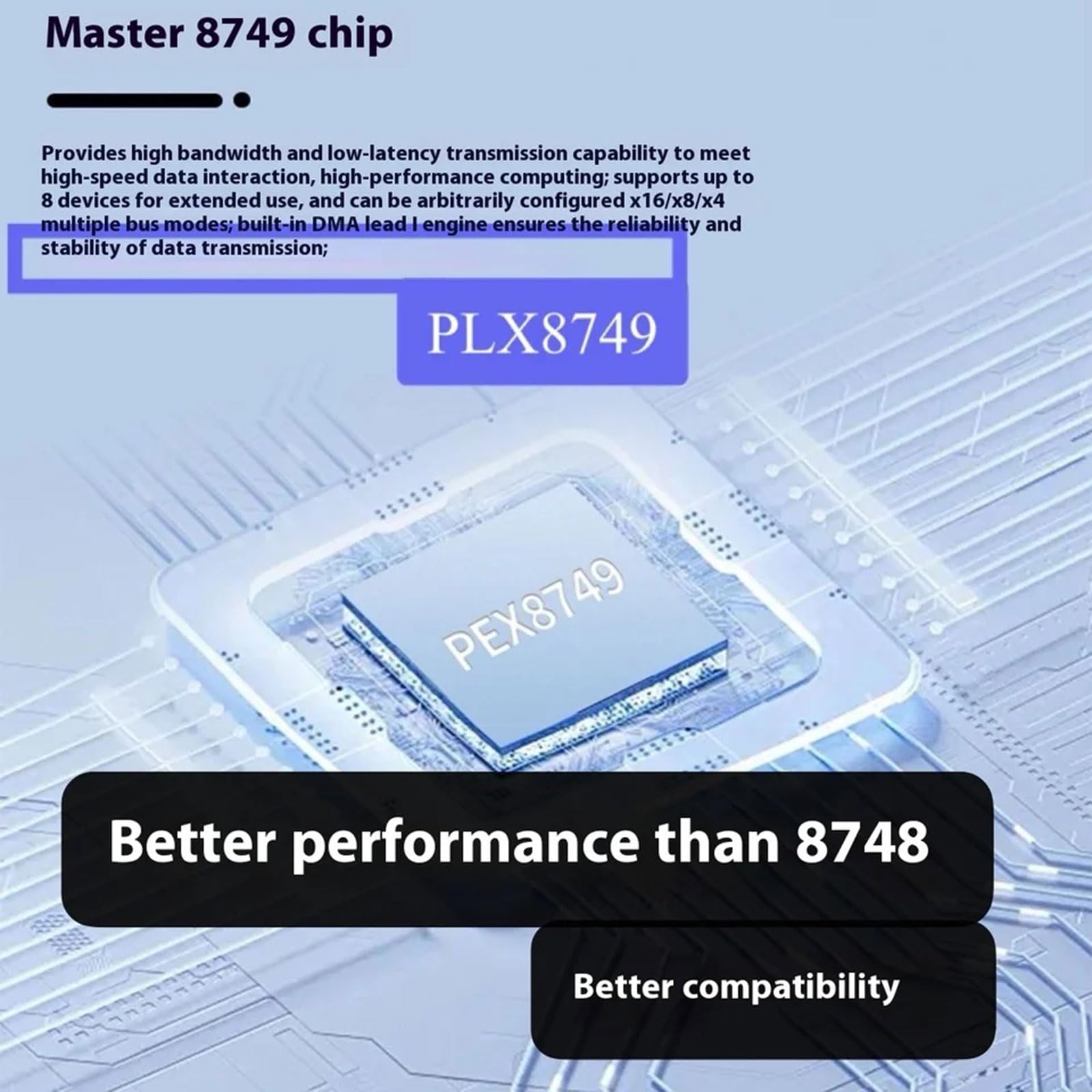 Scheda di espansione dell'unità NVMe PLX8749 PCIe3.0 X16 Supporta 8 unità con alloggiamento in metallo per trasferimento dati ad alta velocità Scheda di archiviazione per computer multi disco
