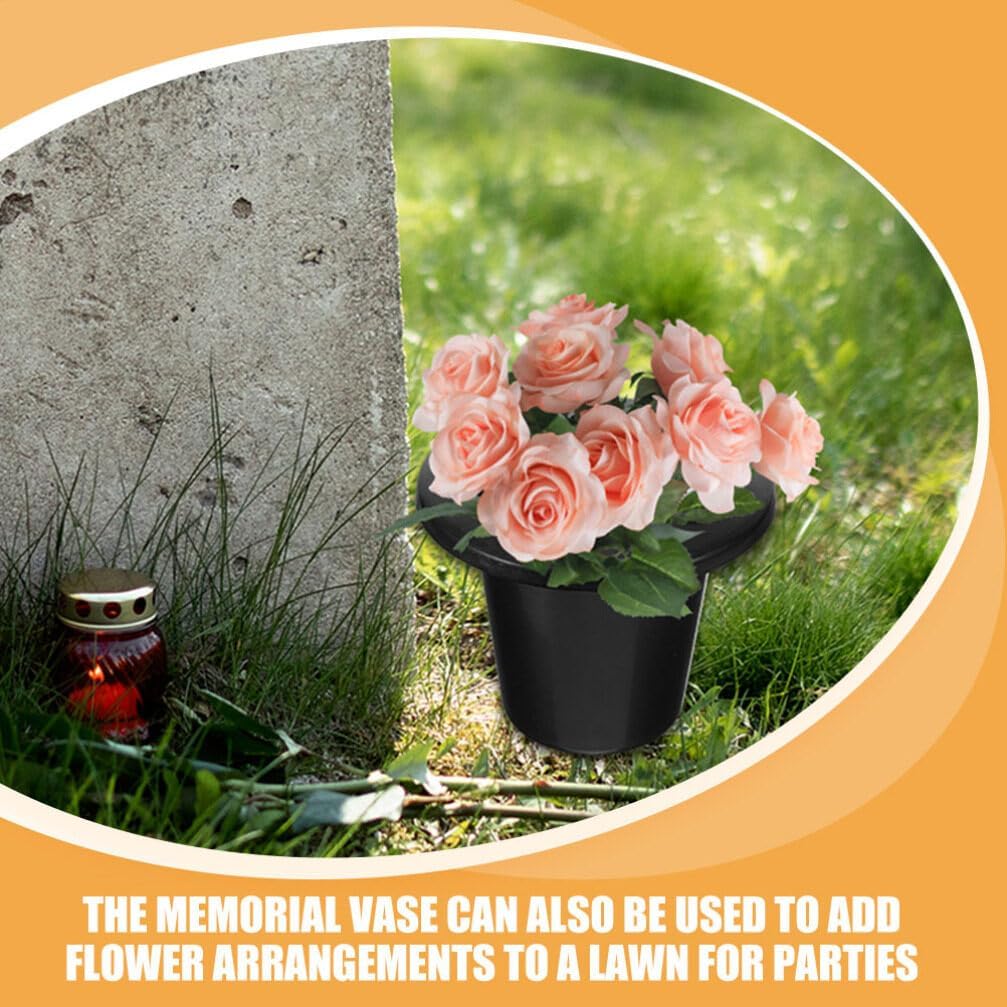 Toddmomy 10-Pack Cemetery Flower Vase Holders Black Plastic Grave Vase with 16 Holes Memorial Floral Container for Sympathy and Outdoor Grave Decoration