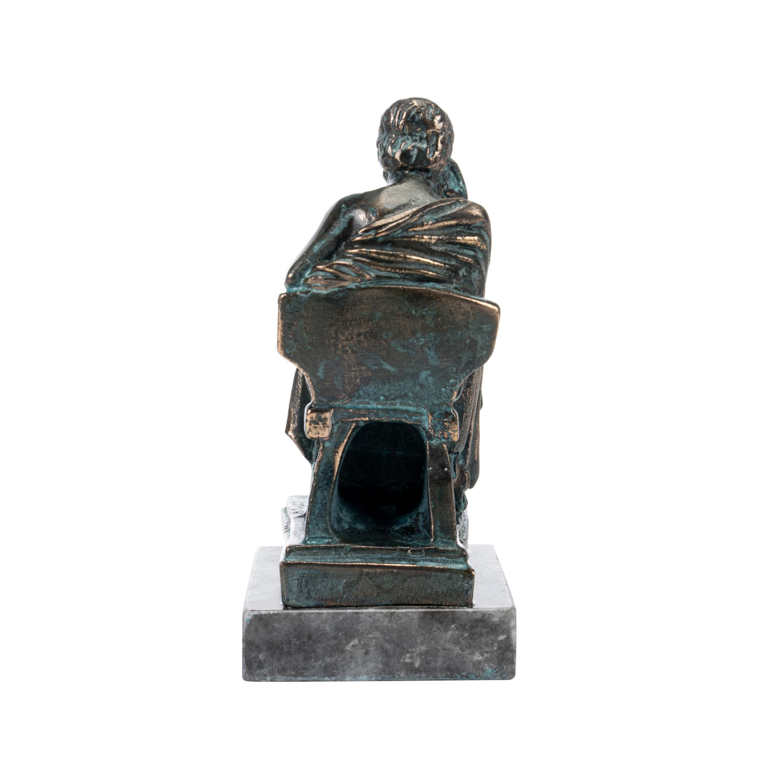 Socrate - Statua in bronzo antico filosofo greco con base in marmo, 14 cm