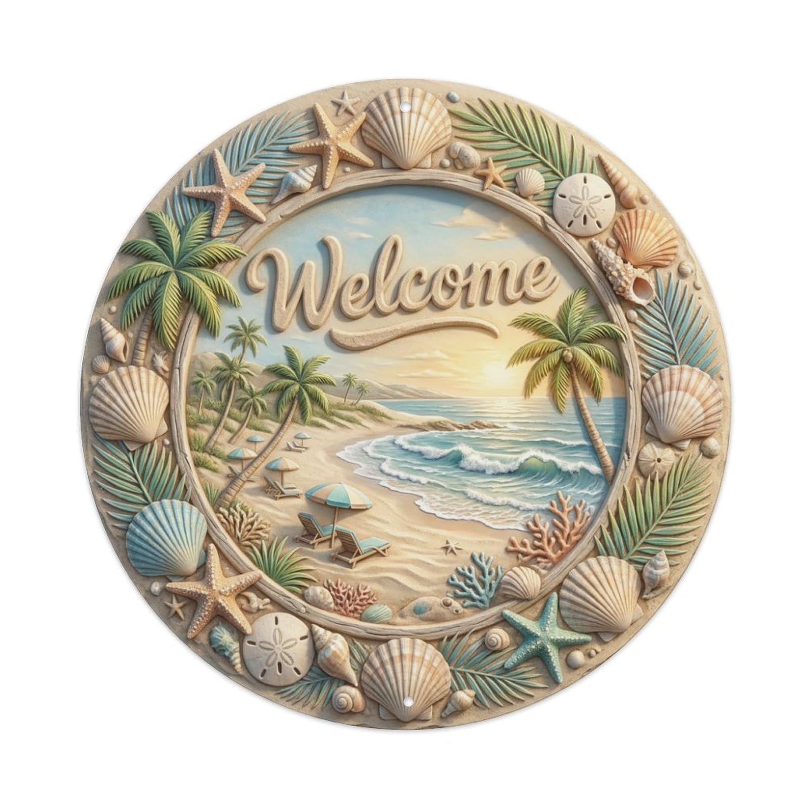 Tgrcjimh Style Metal Tin Sign Beachfront Welcome Sandy Paradise
