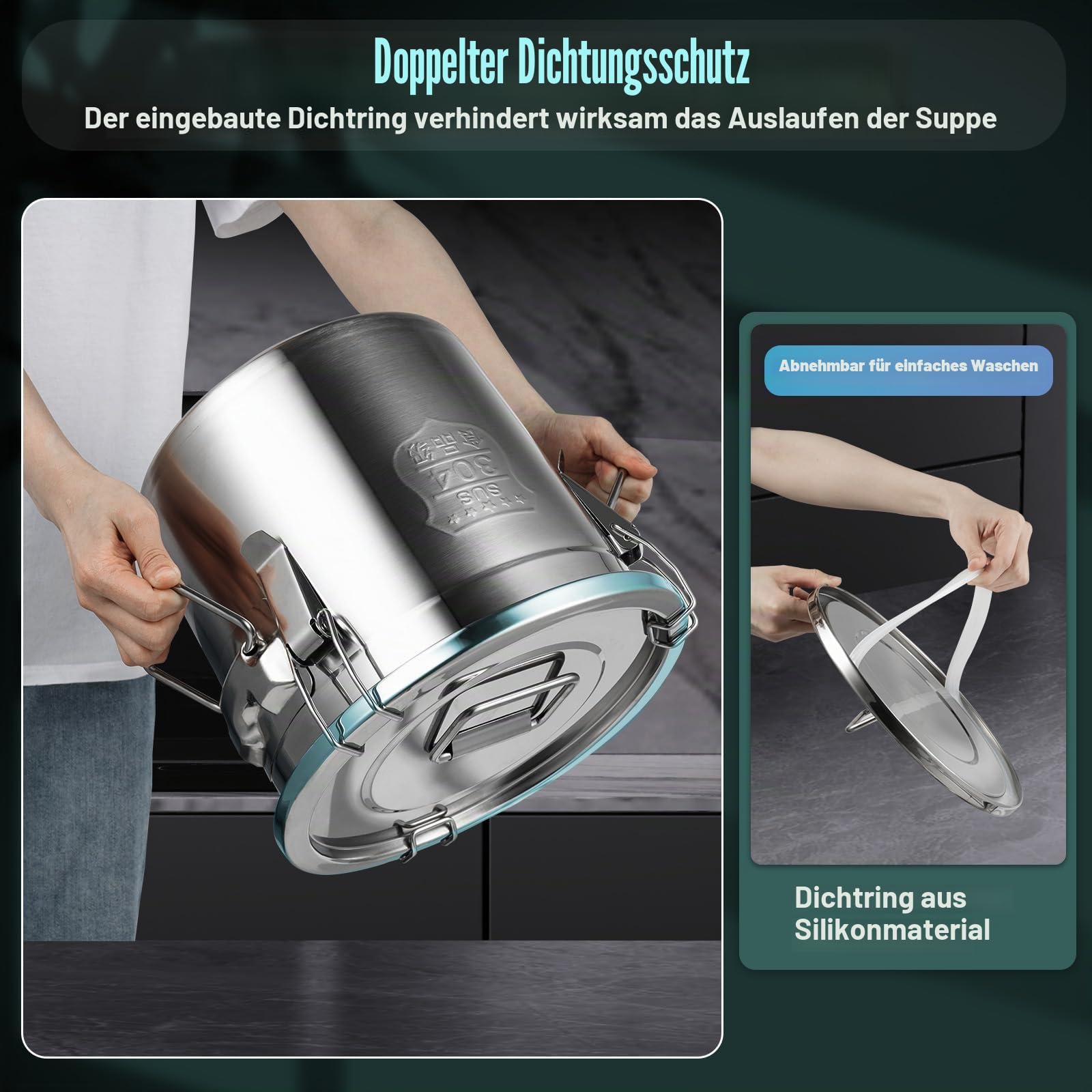 304 Edelstahl Luftdichte Vorratsdose mit Deckel, 3/4-Punkt Verschluss für Reis, Mehl, Getreide & Trockenvorräte – Küche & Speisekammer Aufbewahrung (12, Liter)