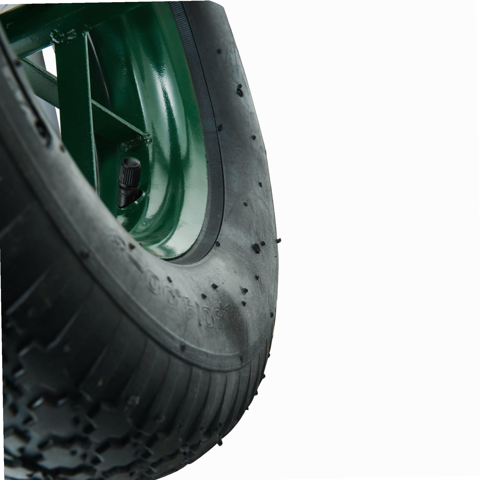 WERKA PRO Roue Gonflable 15'' - 385 x 95 mm - Axe Ø 20 mm - Jante Métal Verte - Brouettes de Jardin - 242 mm Longueur Axe - Pneus Noirs - Usage Bricolage