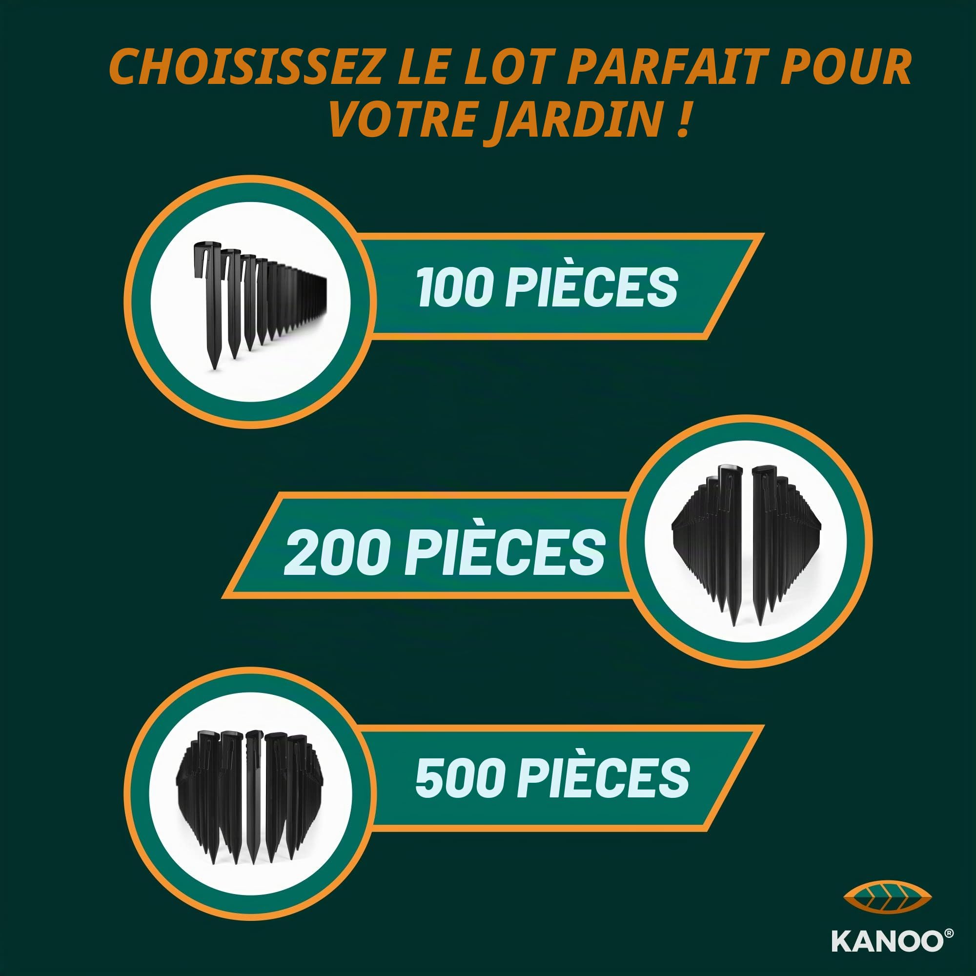 kanoo® Piquets de Fixation pour des câbles de délimitation de Robot Tondeuse | 500x Crochets | Fixation sûre du câble périphérique dans Le Jardin | Crochets de Terre en Plastique Robuste