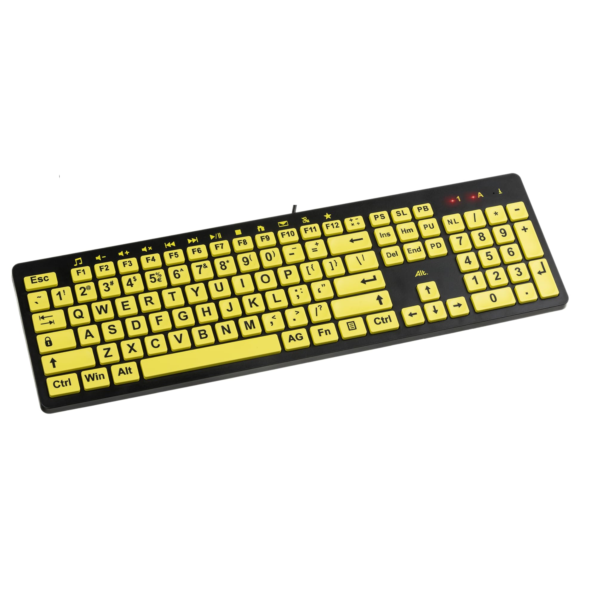 ClevyALT ClearKeys Keyboard Large Print USB Wired Computer Keyboard (Yellow Keys with Black Letters) Great for Visually Impaired Individuals