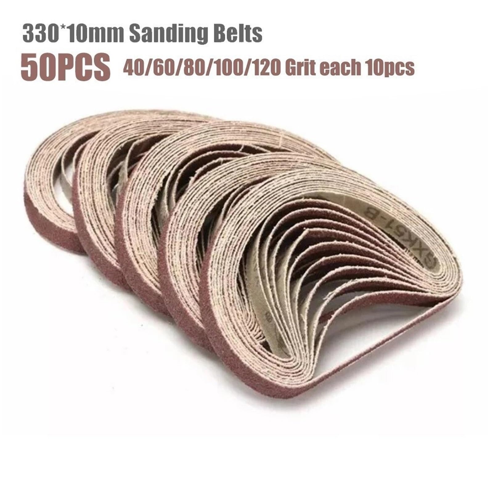 Papier ścierny, pas ścierny, 50 szt./zestaw pasów ściernych, taśmy ścierne do szlifierek 10x330 mm, pilniki, szlifierki, szlifierki taśmowe, narzędzia ścierne, drewno, miękki metal, polerowanie(50pcs